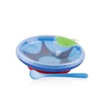 Nuby assiette chauffante avec ventouse - bleu - 3 mois +