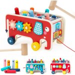 Nukied montessori marteau en bois jouet, jouet ducatif en bois pour marteler, frapper et tirer, xylophone, ...