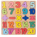 Numro 20x20cm - puzzle abc trieur de formes en bois, jouets d'apprentissage prcoce, puzzle alphabet ...
