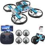 Obest drone avec camra pour enfants, quadricoptre pliable 2 en 1 et moto de transformation radiocommande, ...