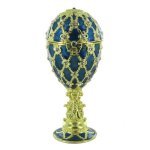 Oeuf ecrin musical de style faberg avec dorures et fausses perles. oeuf musical bleu pour pques - le ...