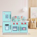 Oryxearth cuisine en bois pour enfants, cuisine jouet avec r�frig�rateur, plaque de cuisson, �tag�re ...