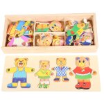 Ours en bois famille habillage puzzle jeu enfants enfants filles jouets educatifs cr�atifs nouveau