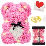 Ours en rose, rose bear teddy flower avec lumi�res, meilleur cadeau pour la saint - valentin, anniversaire, ...