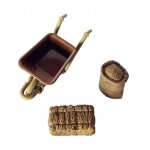 Outils de ferme miniatures pour maison de poupe, dcoration pour enfants, chariot 3 pices