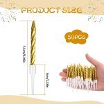 Pack de 50 bougies d'anniversaire en doré, métallique bougie, bougies de décoration de gâteau avec support, ... Pack de 50 bougies d'anniversaire en doré, métallique bougie, bougies de décoration de gâteau avec support, ...