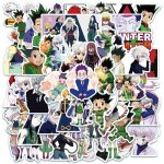 Pack d'autocollants hunterxhunter anime, 50 pices, dcoration de personnage de dessin anim, peau d'ordinateu ...