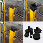 Pack of 6 lamellar plugs for square tubes, 80 x 80 mm, plastic end caps for trampoline furniture legs ...