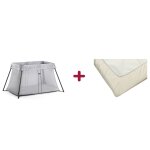 Pack sommeil babybjrn avec lit parapluie light argent + drap - housse pour lit parapluie light blanc ...