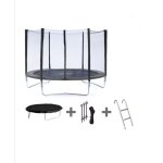 Pack premium trampoline 245cm rversible gris / rose canberra + filet, echelle, bche et kit d'ancrage ...