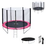 Pack premium trampoline 245cm rversible rose / gris canberra + filet, echelle, bche et kit d'ancrage ...