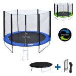 Pack premium trampoline r�versible 180cm bleu et vert cairns avec filet de protection, echelle, b�che ...