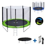 Pack premium trampoline r�versible 180cm vert et bleu cairns avec filet de protection, echelle, b�che ...