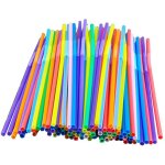 Pailles a boire souples jetables en plastique, 200 pices, 200 pices, couleurs assorties, accessoires ...