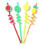 Pailles a boire en spirale en plastique pour enfants, dcor de tasse a vin, pour fte d'anniversaire, ...
