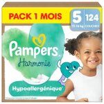 Pampers harmonie, taille 5, 124 couches