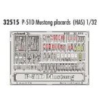 Pancartes de donnes de north american p - 51d mustang pr - peints en couleur (pour maquettes hasegawa) ...