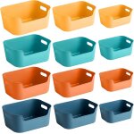 Panier de rangement, 12 pices boite de rangement plastique empilables avec poignes, pour cuisine, salle ...