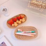 Panier en rotin tiss� a la main, joli plateau de s�paration, plateaux de stockage des aliments, assiette ...