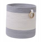 Panier tress pour ranger la vaisselle des enfants pour une chambre d'enfant en gris et blanc