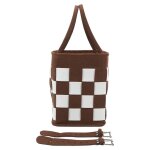Panier de vlo en feutre, pliable, dtachable, marron et blanc, panier suspendu avant pour vlo