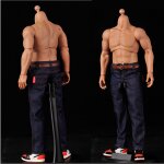 Pantalon en jean bleu foncé, 1:6 ceinture pour corps de figurine masculine de 12 pouces Pantalon en jean bleu foncé, 1:6 ceinture pour corps de figurine masculine de 12 pouces