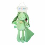 Pantin lapin avec doudou vert sauge