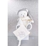 Pantin ours argent avec attache - sucette - peluche collector 25 ans - doudou peluche bb ultra doux ...