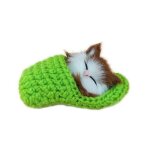 Pantoufles de chat endormi mignon, simulation sonore, jouet animal en peluche, dcor, cadeau pour enfants ...