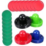 Pantoufles de hockey sur air rouges et vertes rondelles de hockey sur air - pagaies de poignes de but ...