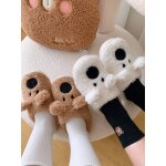 Pantoufles ours de dessin anim pour femmes, chaussures de maison en peluche douce, pantoufles chaudes ...