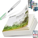 Papier aquarelle a6 300 g avec - 60 feuilles de bloc aquarelle a6 + pinceau rservoir d'eau + 400 pages ...