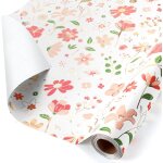 Papier cadeau fleurs - 1 rouleau papier d'emballage cadeau d'anniversaire bouquet floral pour fille enfants ...
