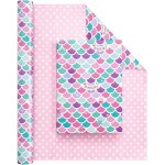 Papier cadeau sir�ne - 1 rouleau papier cadeau d'anniversaire sir�ne color� pour filles enfants rose ...