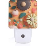 Papier decoupe avec des motifs de tournesols colores veilleuse led avec capteur du crepuscule a l'aube ...