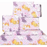 Papier d'emballage d'anniversaire - feuilles d'emballage cadeau violet - chats et coeurs - 6 feuilles ...