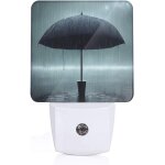 Parapluie noir sous la pluie, veilleuse a brancher, capteur du crepuscule a l'aube, pour couloirs, chambres ...