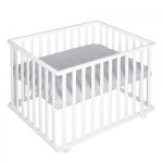 Roba parc bb rglable 75x100 cm + tapis de parc  roba style  gris + 4 roues - bois blanc