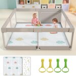 Parc pour b�b�, aire de jeu de 150 x 150 cm, barri�re de s�curit� xxl, matelas et parc inclus