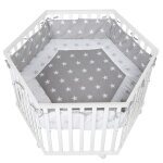 Parc bébé hexagonal roba - little stars - bois laqué blanc - tour de parc de protection et 6 roues Parc bébé hexagonal roba - little stars - bois laqué blanc - tour de parc de protection et 6 roues