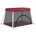 Parc pour b�b� avec matelas rouge tissu de lin vidaxl vidaxl