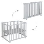 Parc bb pliant en bois roba - 74x100 cm - rglable en hauteur - gris taupe