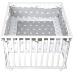 Parc b�b� little stars - roba - bois blanc - tour de parc de protection - 4 roues