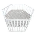 Parc  little stars  hexagonal, avec tapis de protection, bois blanc