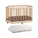 Parc playpen bois naturel avec matelas