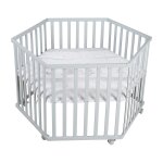 Parc  sternenzauber  hexagonal, avec tapis de protection, bois taupe