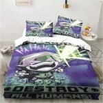 Parure de lit imprimee en 3d avec housse de couette et taie d'oreiller motif drones meurtriers