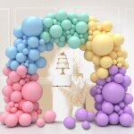 Pastel balloon, 130 pieces rainbow pastel balloon arch kit, multicoloured balloon garland assorted colors ...