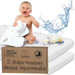 Pata - bisoo drap housse 40x80 berceau impermeable - 2en1 drap housse alese protege matelas bebe reglable ...