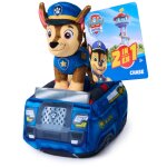 Paw patrol, v�hicule peluche chase 2 en 1, animal en peluche de 15, 2 cm avec voiture de police en peluche ...